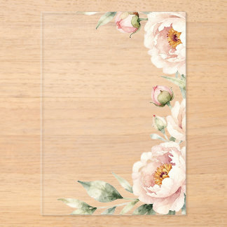 Elegant watercolor blush peony floral background acrylic invitations
