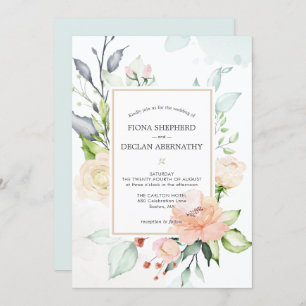 Elegant Watercolor Blush Pink Floral Wedding Invit Invitation