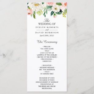 Elegant Watercolor Blush Pink Floral Wedding Program