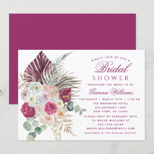 Elegant Watercolor Boho Floral Bridal Shower Invitation