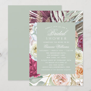Elegant Watercolor Boho Floral Bridal Shower Invitation