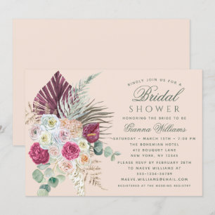 Elegant Watercolor Boho Floral Bridal Shower Invitation