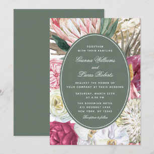Elegant Watercolor Boho Floral Country Wedding Invitation