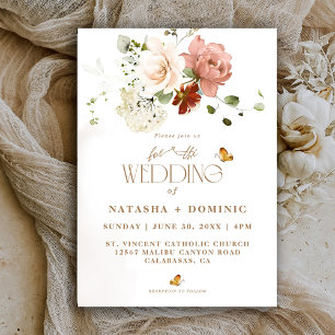Elegant Watercolor Boho Wildflower Floral Wedding Invitation
