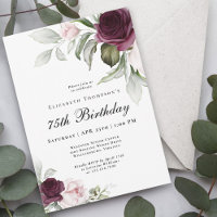 Elegant Watercolor Botanical 75th Birthday
