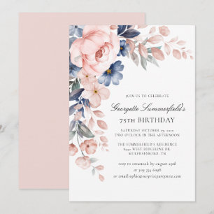 Elegant Watercolor Botanical 75th Birthday Invitation