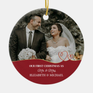 Elegant Watercolor Botanical For Wedding Photo Ceramic Ornament