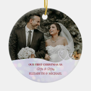 Elegant Watercolor Botanical For Wedding Photo Ceramic Ornament