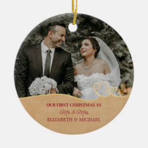 Elegant Watercolor Botanical For Wedding Photo Ceramic Ornament