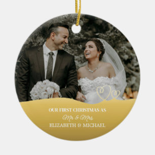Elegant Watercolor Botanical For Wedding Photo Ceramic Ornament