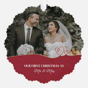 Elegant Watercolor Botanical For Wedding Photo Ornament Card