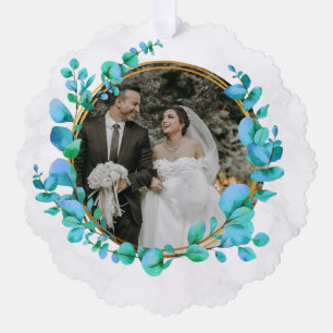Elegant Watercolor Botanical For Wedding Photo Ornament Card
