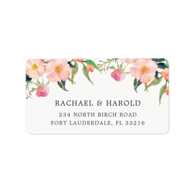 Elegant Watercolor Botanical Garden Floral Label (Front)