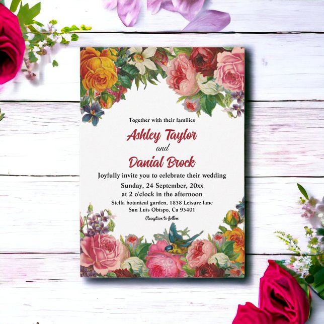 Elegant Watercolor Botanical Garden Floral Wedding Invitation (Creator Uploaded)