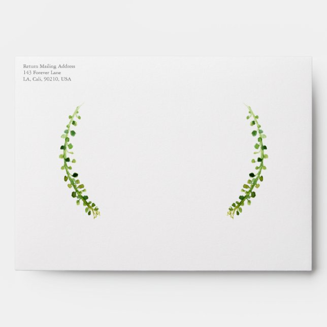 Elegant Watercolor Botanical Greenery Branch Leaf Envelope (Front)