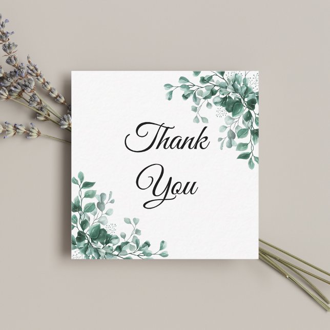 elegant watercolor botanical greenery thank you card (Creator Uploaded)