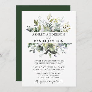 Elegant Watercolor Botanical Greenery Wedding Invitation