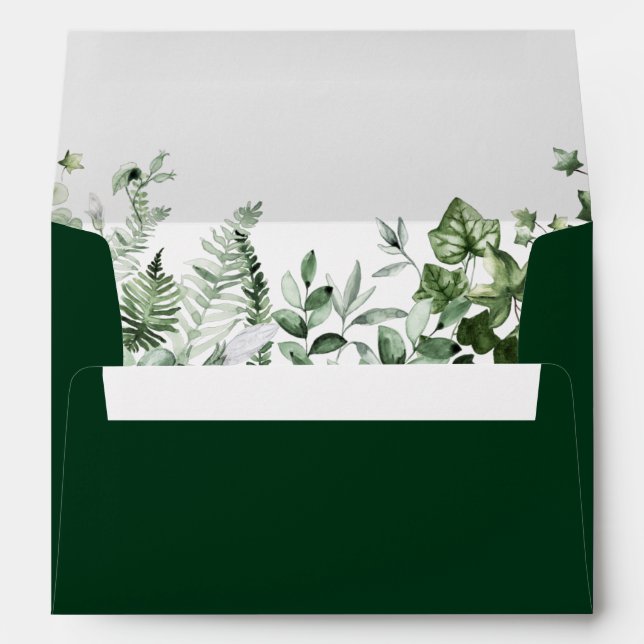 Elegant Watercolor Botanical Ivy Greenery Wedding Envelope (Back (Bottom))