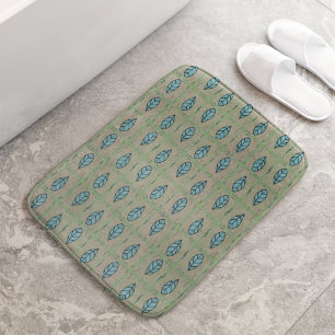 Elegant watercolor botanical leaves greenery bath mat