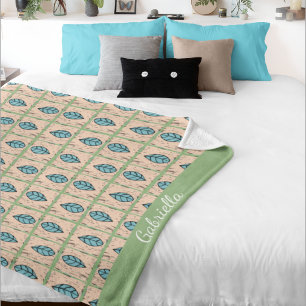 Elegant watercolor botanical leaves greenery fleece blanket