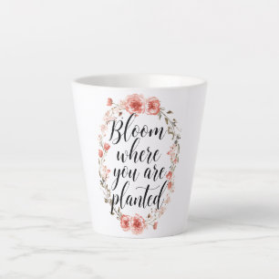 Elegant Watercolor Botanical Message Latte Mug
