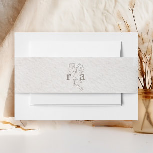 Elegant Watercolor Botanical Monogram Wedding Invitation Belly Band