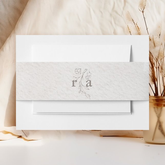 Elegant Watercolor Botanical Monogram Wedding Invitation Belly Band (Creator Uploaded)