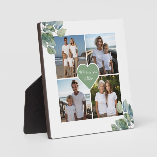 Elegant watercolor botanical personalized photo  plaque (Front)