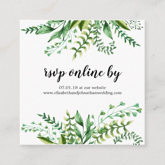 Elegant Watercolor Botanical Wedding RSVP Inserts (Front)