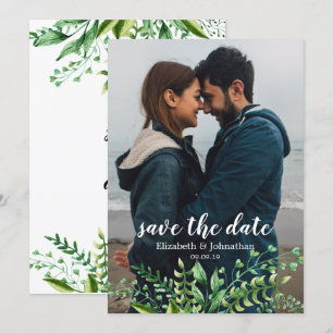 Elegant Watercolor Botanical Wedding Save the Date Invitation