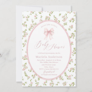 Elegant Watercolor  bow grandmillenial vintage Bab Invitation