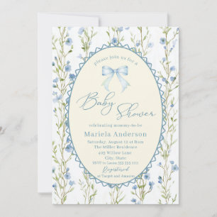 Elegant Watercolor  bow grandmillenial vintage Bab Invitation