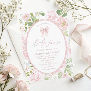Elegant Watercolor  bow grandmillenial vintage Bab Invitation