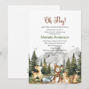 Elegant Watercolor Boy Adventure Begin Baby Show Invitation