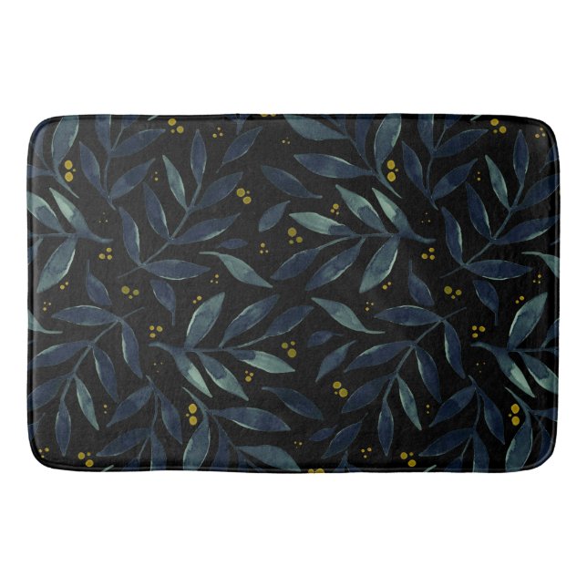 Elegant watercolor branches bath mat (Front)