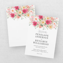 Elegant Watercolor Bright Pink Floral Wedding