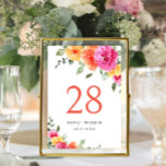 Elegant Watercolor Bright Pink Flowers Wedding Table Number<br><div class="desc">For further customization,  please click the "Personalize this template",  then "Edit using Design Tool". Stylish editable easy to use wedding templates,  more items available in the store (invitations,  rsvp,  thank you cards,  stationery & decor). If you need help or matching items,  please contact me.</div>