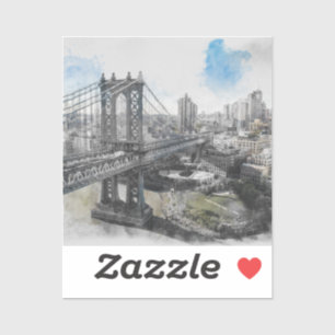 Elegant Watercolor Brooklyn Bridge NYC