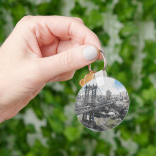 Elegant Watercolor Brooklyn Bridge NYC Keychain