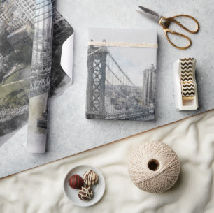 Elegant Watercolor Brooklyn Bridge Wrapping Paper 