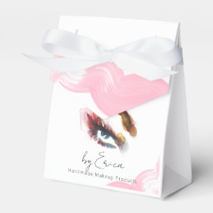 Elegant Watercolor Brushstroke Blush Pink Eye QR Favor Box