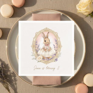 Elegant Watercolor Bunny Birthday Napkin