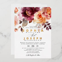 Elegant watercolor Burgundy Bouquet Floral Wedding