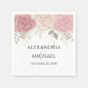 Elegant Watercolor Burgundy Floral Wedding Simple Napkin