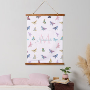Elegant Watercolor Butterflies Beautiful Design Hanging Tapestry