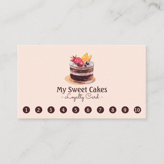 Elegant watercolor cake 10 Punch Customer Loyalty (Front)