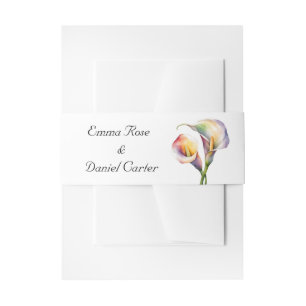 Elegant Watercolor Calla Lilies Romantic Floral Invitation Belly Band