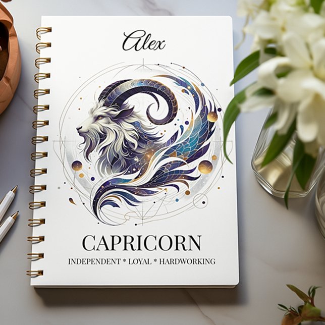 Elegant Watercolor Capricorn Zodiac Custom Journal (Creator Uploaded)