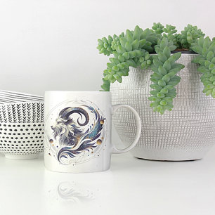 Elegant Watercolor Capricorn Zodiac Custom Mug