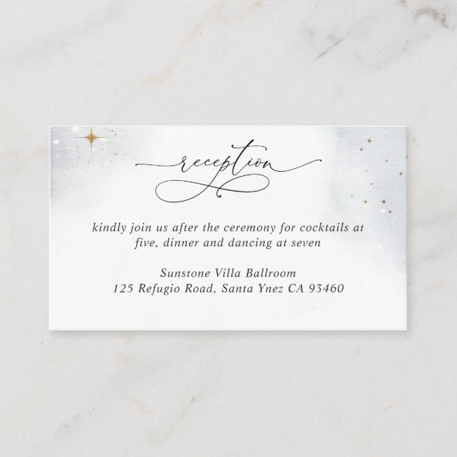Elegant Watercolor Celestial Wedding Reception  Enclosure Card (Front)